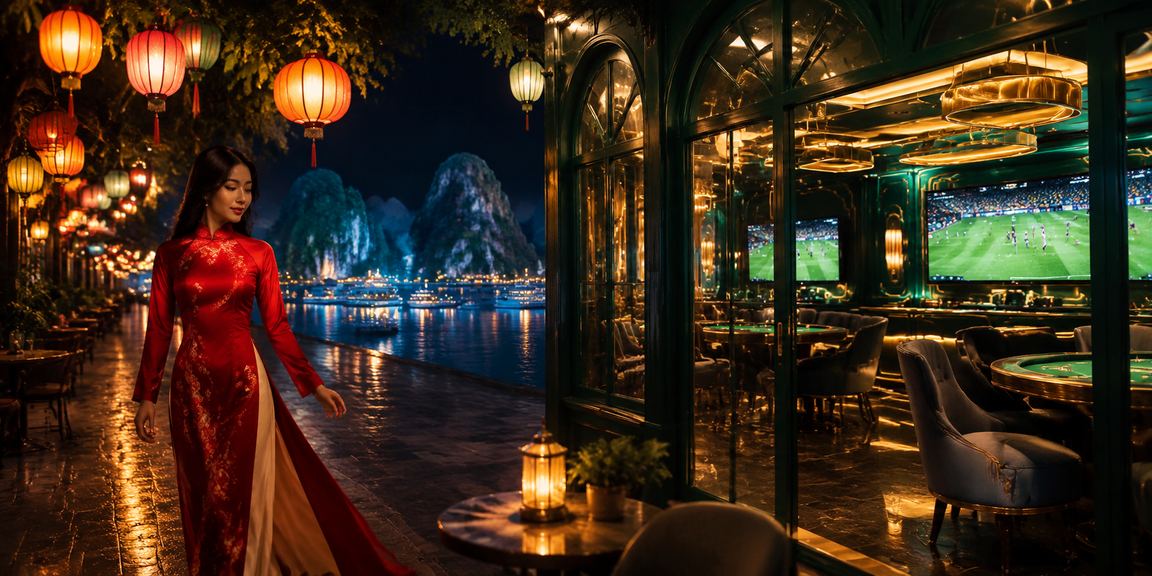 Phụ nữ mặc áo dài tại Vịnh Hạ Long trải nghiệm casino trực tuyến với khung cảnh thiên nhiên hùng vĩ