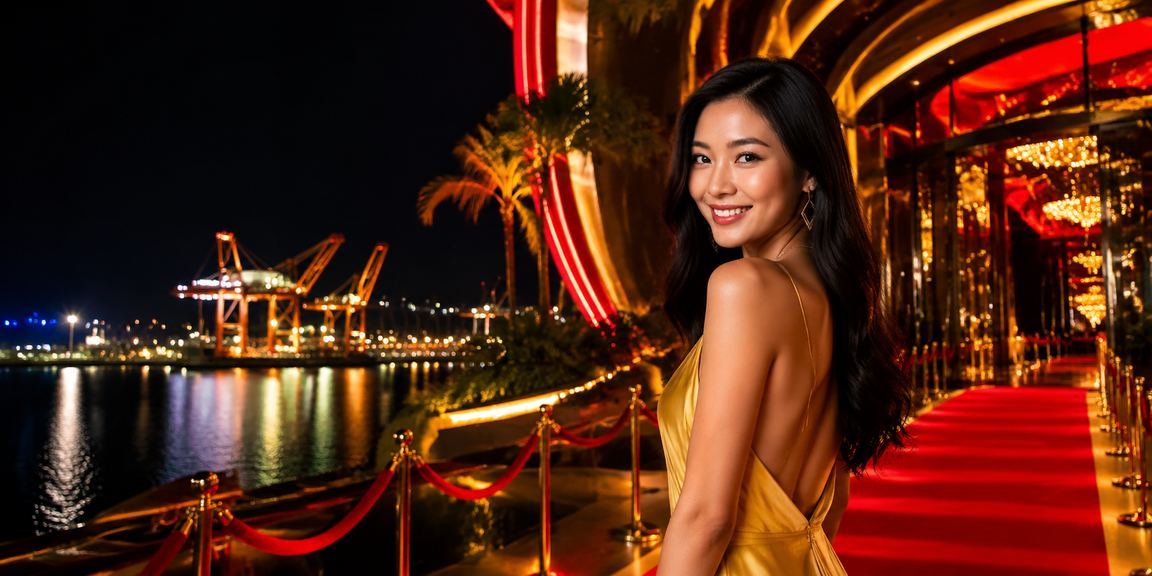 Không khí lễ hội cá cược và casino tại Vũng Tàu vào buổi tối bên bờ biển